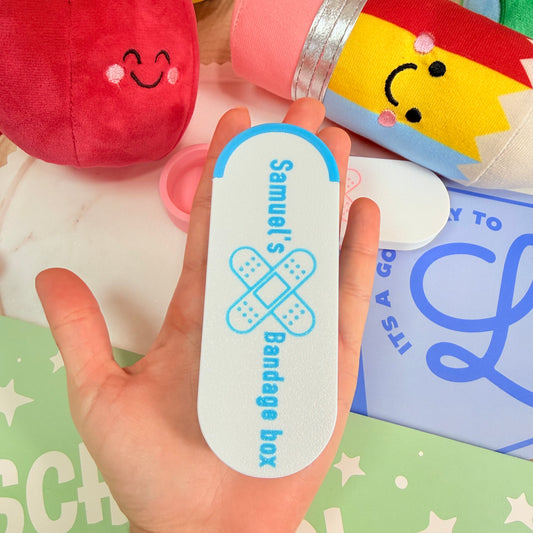 Personalized 3D Bandage Holder, 3D First Aid Case for Kids Backpack, Custom Bandage Case, Custom School Safety Kit, Travel Bandage Holder.