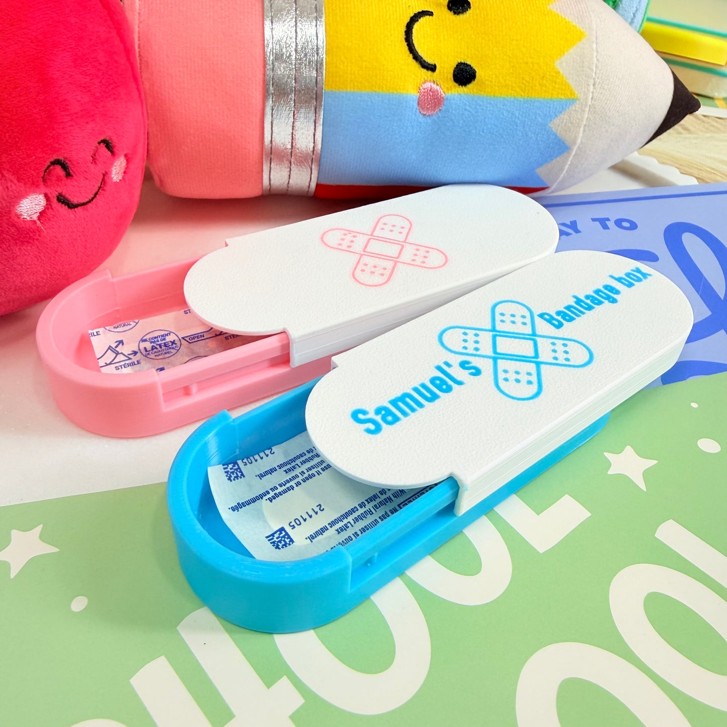 Personalized 3D Bandage Holder, 3D First Aid Case for Kids Backpack, Custom Bandage Case, Custom School Safety Kit, Travel Bandage Holder.