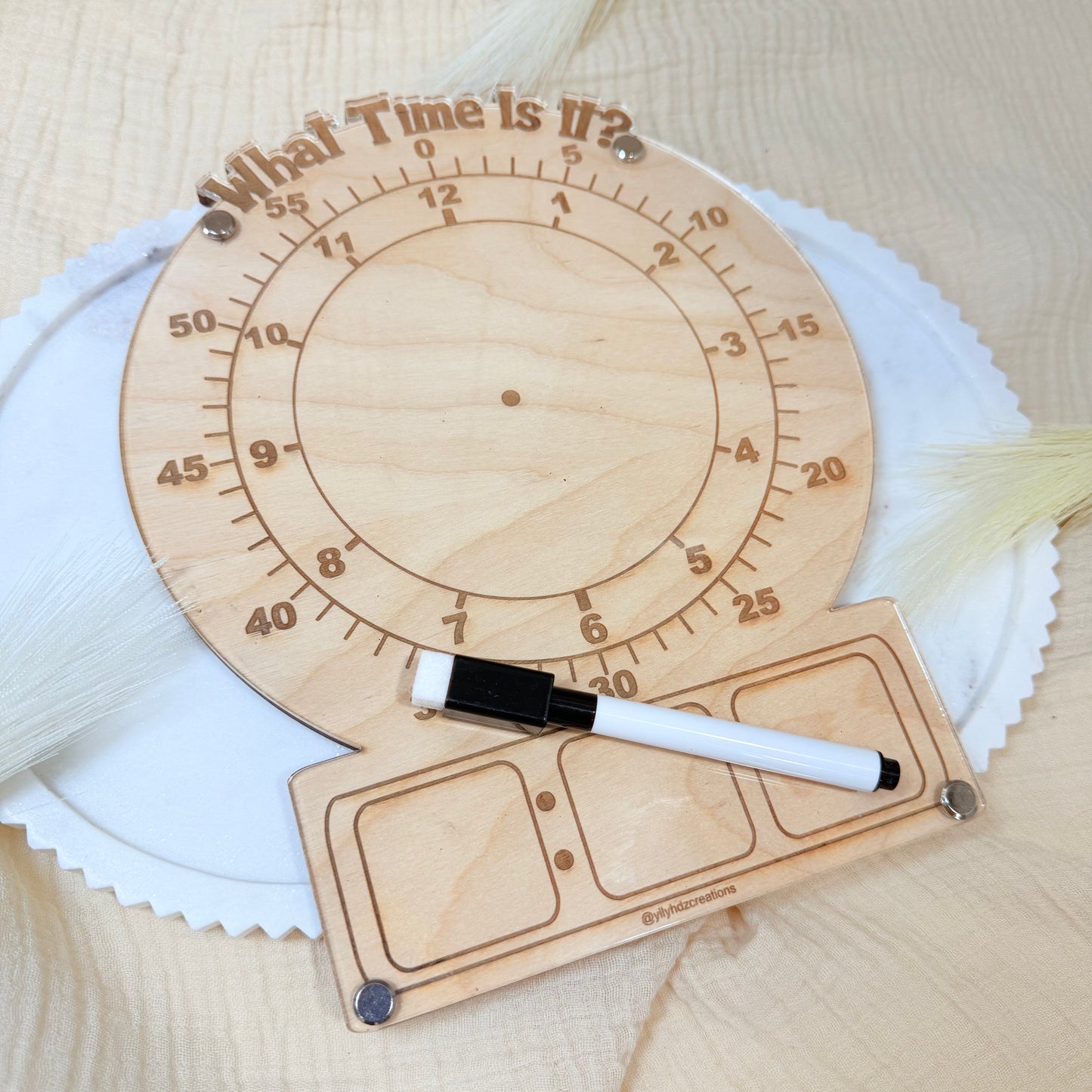 Montessori Wooden Learning Clock for Kids | Telling Time Teaching Toy | Homeschool Educational Tool | Preschool Time Practice