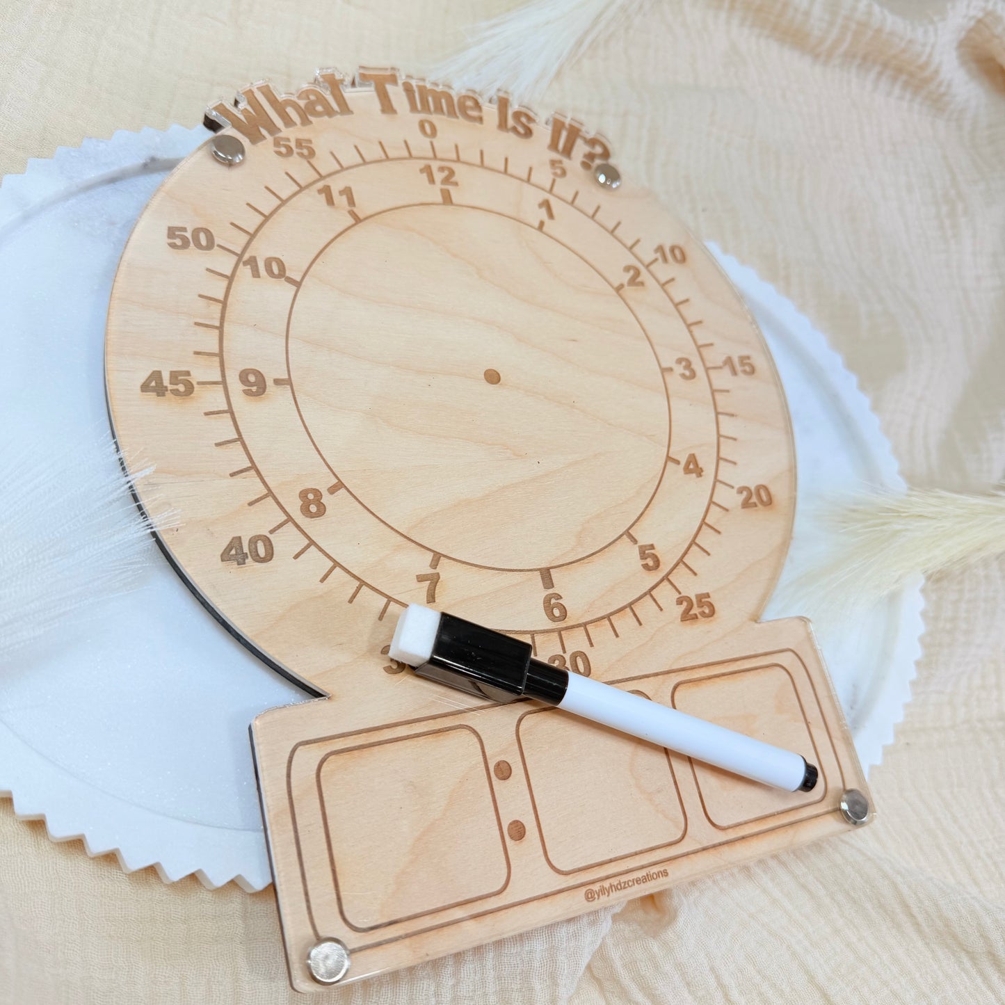 Montessori Wooden Learning Clock for Kids | Telling Time Teaching Toy | Homeschool Educational Tool | Preschool Time Practice