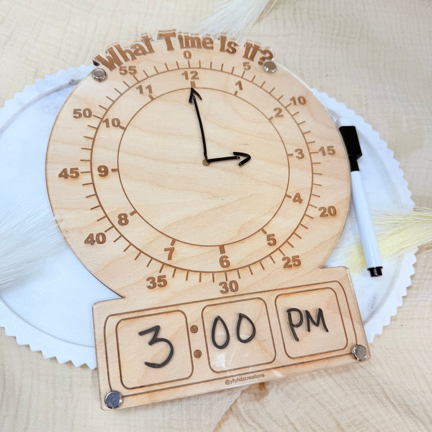 Montessori Wooden Learning Clock for Kids | Telling Time Teaching Toy | Homeschool Educational Tool | Preschool Time Practice