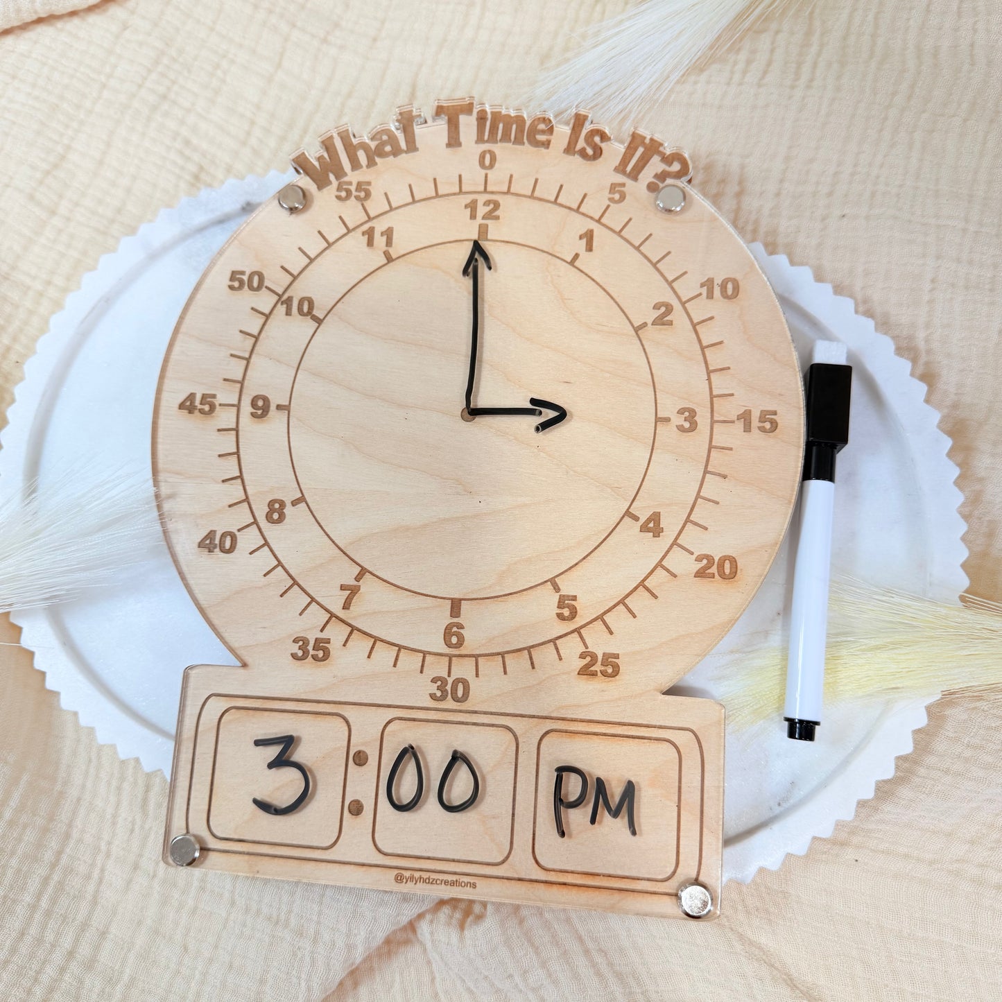 Montessori Wooden Learning Clock for Kids | Telling Time Teaching Toy | Homeschool Educational Tool | Preschool Time Practice