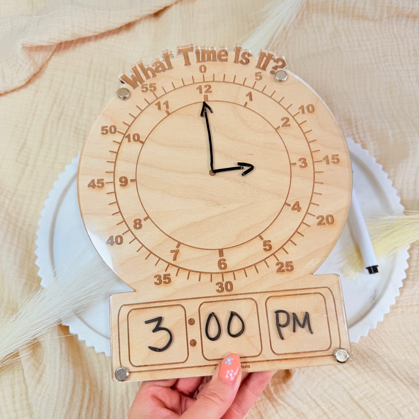 Montessori Wooden Learning Clock for Kids | Telling Time Teaching Toy | Homeschool Educational Tool | Preschool Time Practice