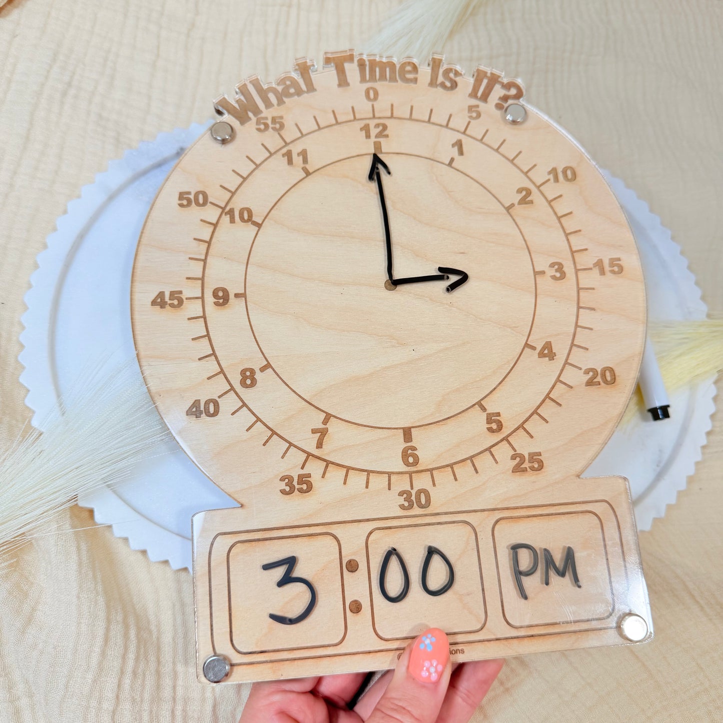 Montessori Wooden Learning Clock for Kids | Telling Time Teaching Toy | Homeschool Educational Tool | Preschool Time Practice