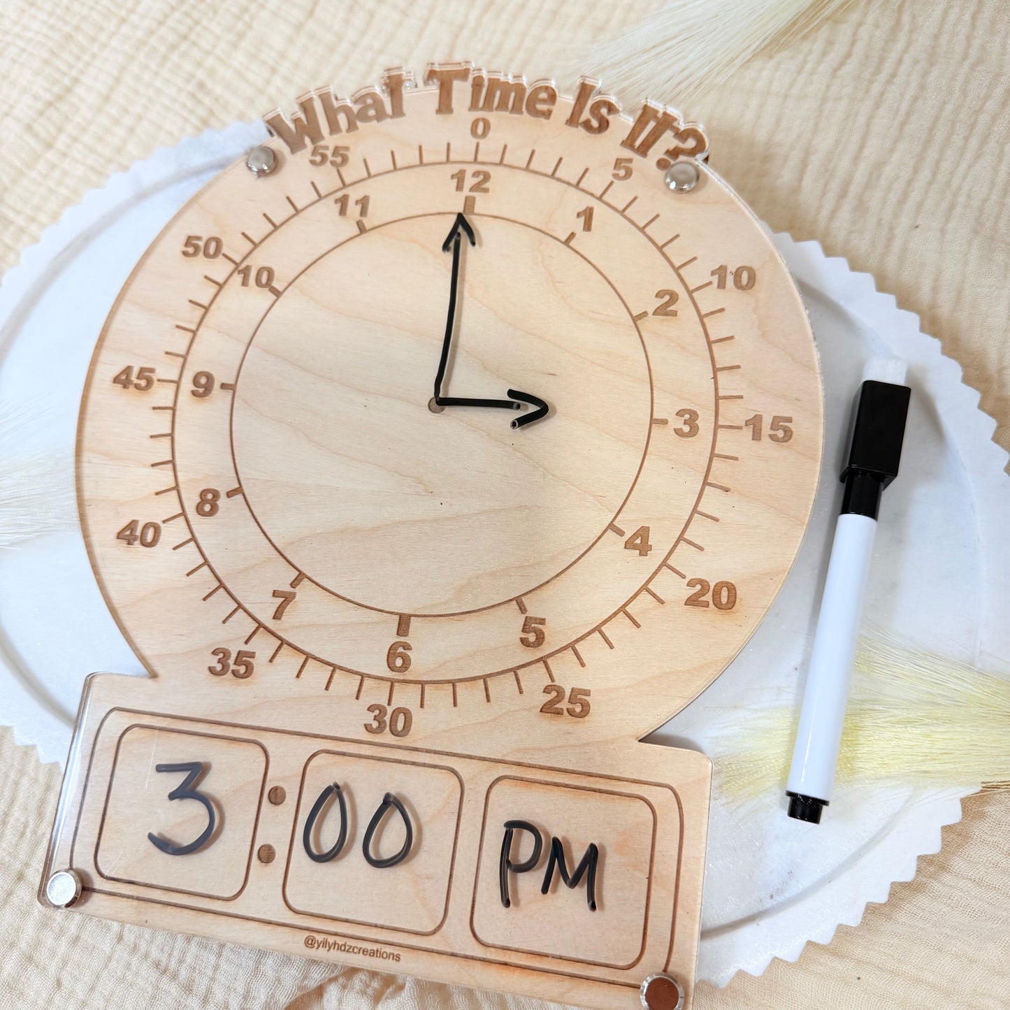 Montessori Wooden Learning Clock for Kids | Telling Time Teaching Toy | Homeschool Educational Tool | Preschool Time Practice
