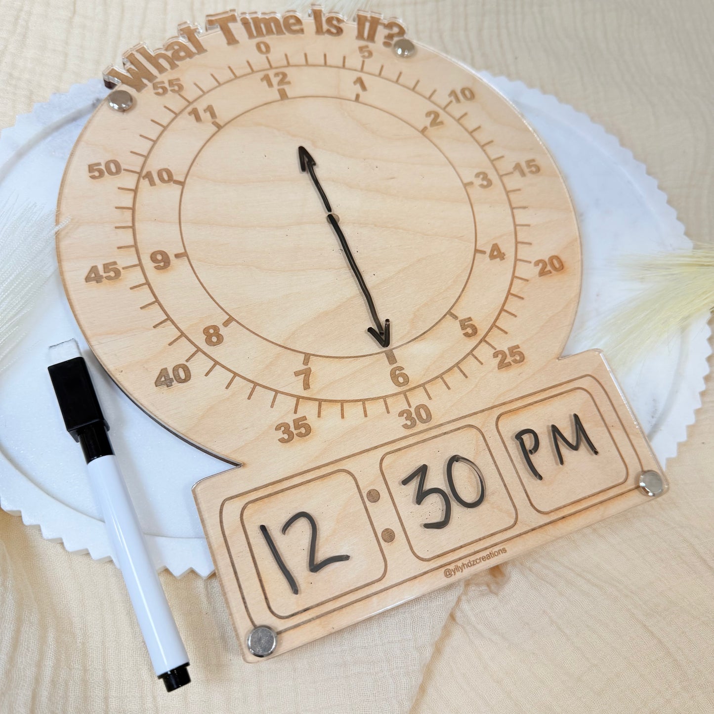 Montessori Wooden Learning Clock for Kids | Telling Time Teaching Toy | Homeschool Educational Tool | Preschool Time Practice