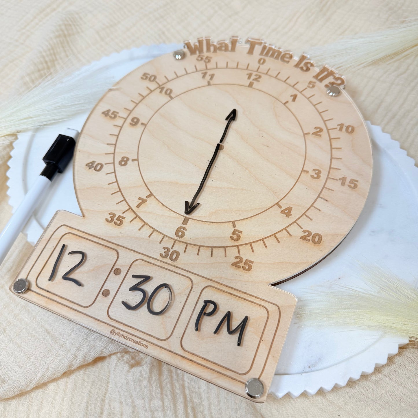 Montessori Wooden Learning Clock for Kids | Telling Time Teaching Toy | Homeschool Educational Tool | Preschool Time Practice