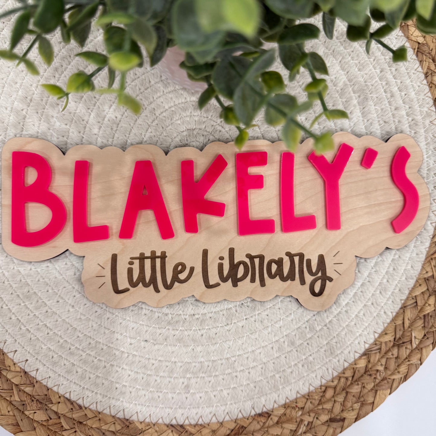 Kids Reading Nook Name Sign | Personalized Library Sign for Kids Room | Bookshelf Decor
