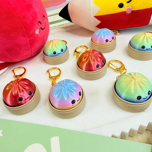 Personalized 3D Dumpling Keychain, Custom Name Bag Charm, Cute Backpack Tag, Kawaii Gift for Kids, Students & Food Lovers