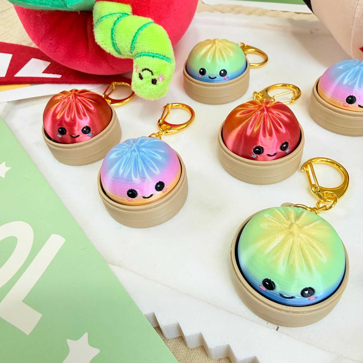 Personalized 3D Dumpling Keychain, Custom Name Bag Charm, Cute Backpack Tag, Kawaii Gift for Kids, Students & Food Lovers