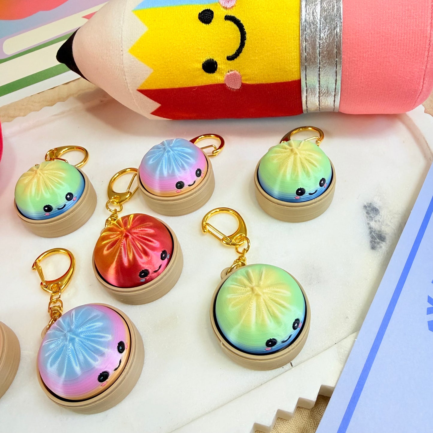 Personalized 3D Dumpling Keychain, Custom Name Bag Charm, Cute Backpack Tag, Kawaii Gift for Kids, Students & Food Lovers