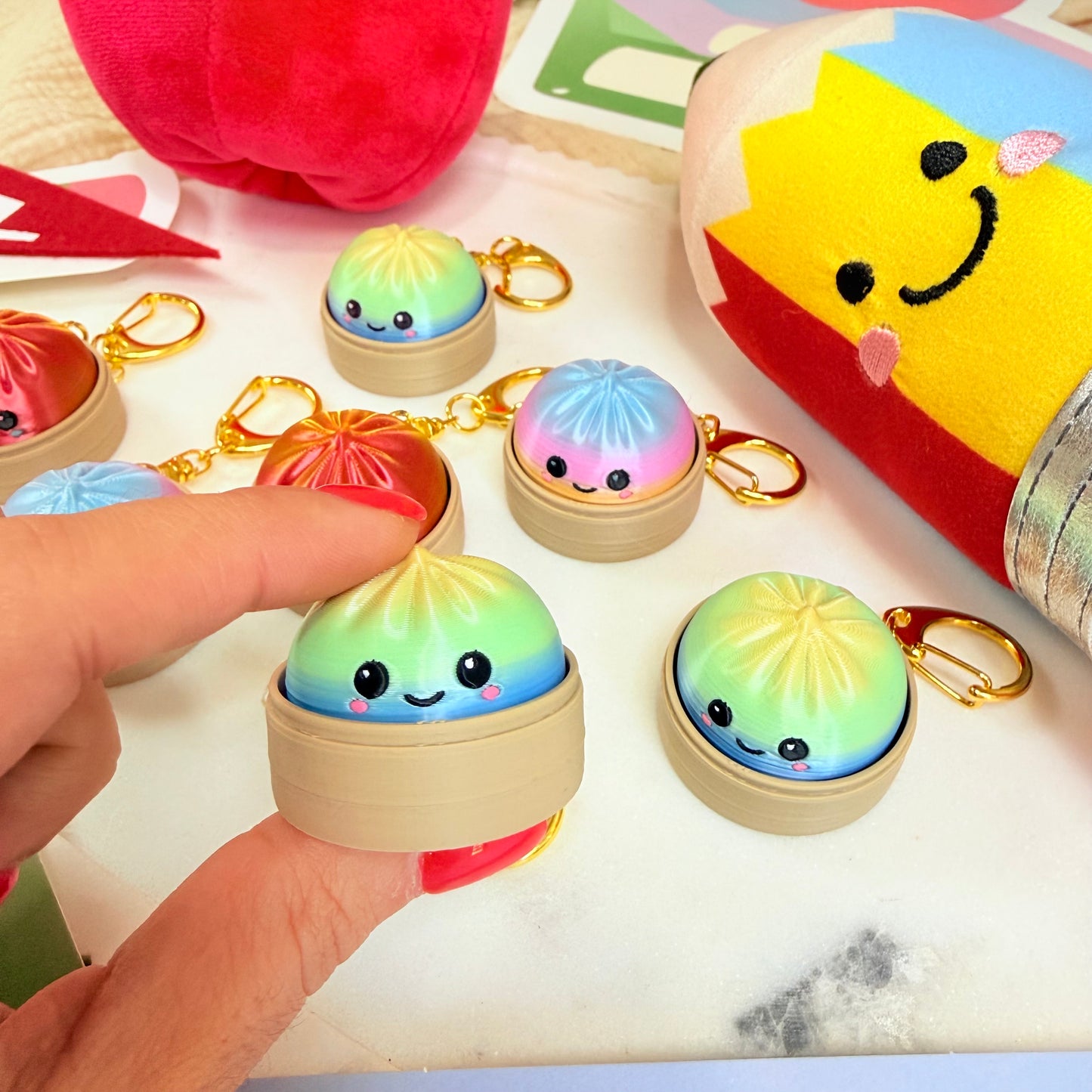 Personalized 3D Dumpling Keychain, Custom Name Bag Charm, Cute Backpack Tag, Kawaii Gift for Kids, Students & Food Lovers
