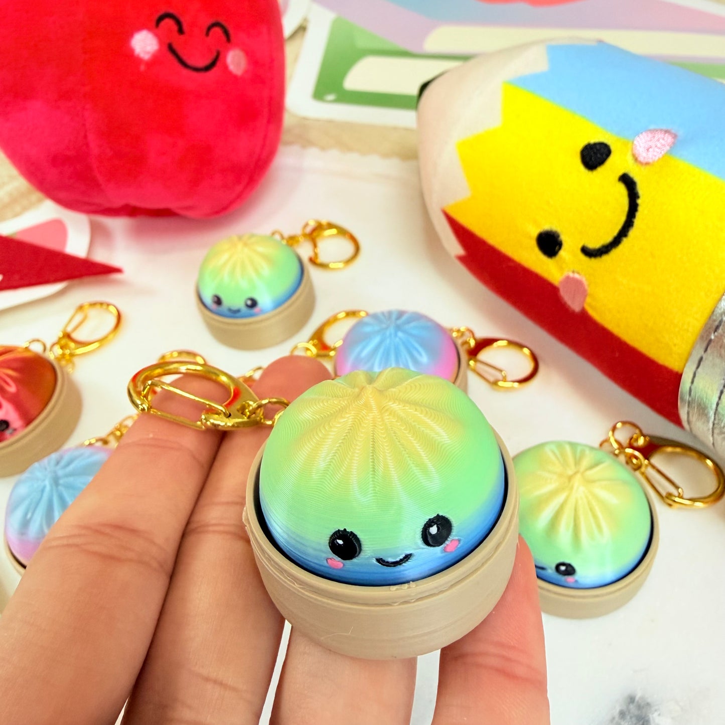 Personalized 3D Dumpling Keychain, Custom Name Bag Charm, Cute Backpack Tag, Kawaii Gift for Kids, Students & Food Lovers