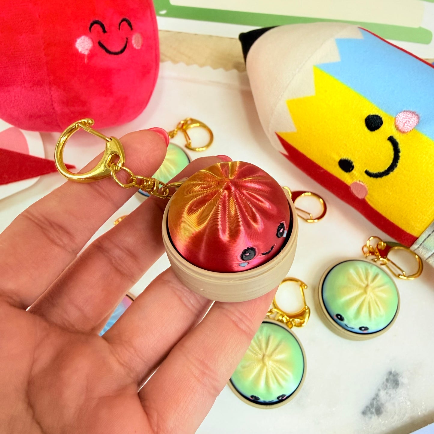 Personalized 3D Dumpling Keychain, Custom Name Bag Charm, Cute Backpack Tag, Kawaii Gift for Kids, Students & Food Lovers