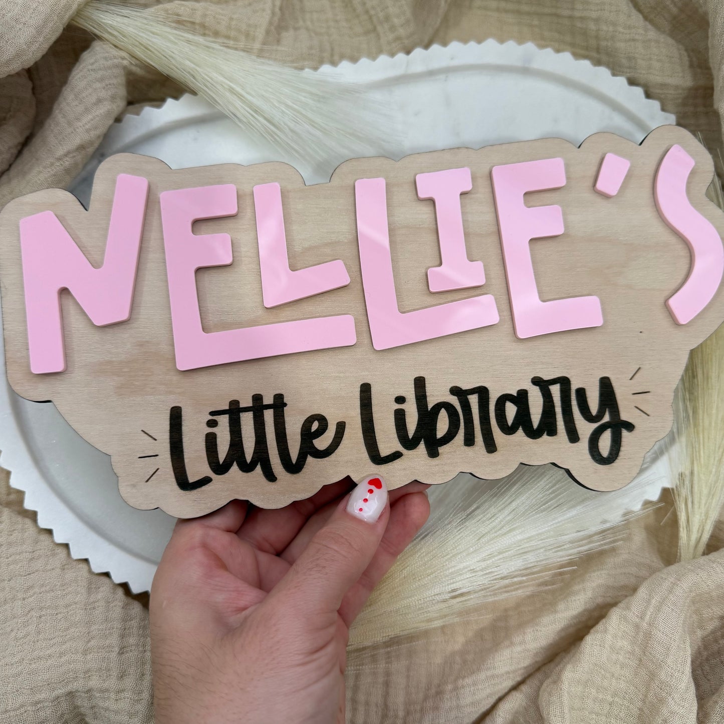 Kids Reading Nook Name Sign | Personalized Library Sign for Kids Room | Bookshelf Decor