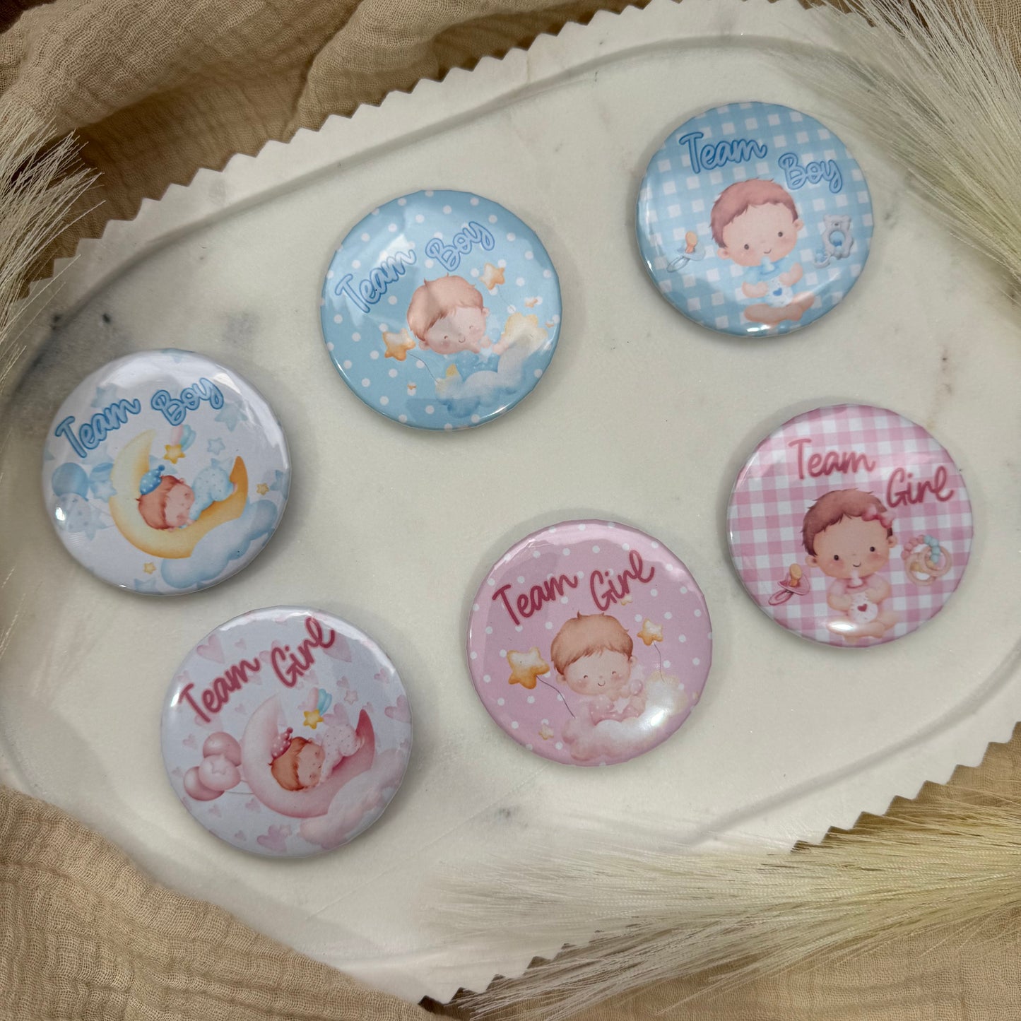 Gender Reveal Buttons,  Team Boy Team Girl Pins for Baby Shower Party Game & Favors, Gender Reveal party Favors.