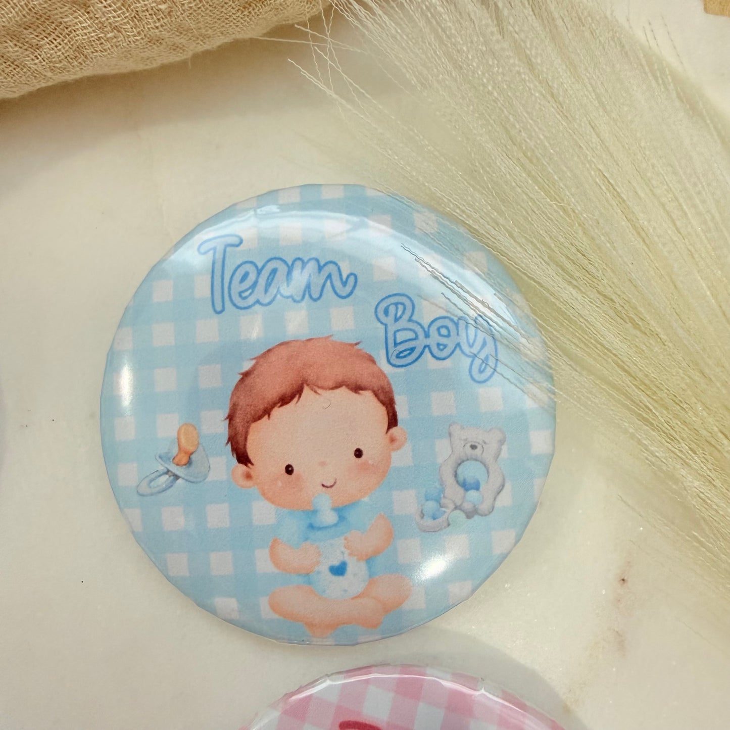 Gender Reveal Buttons,  Team Boy Team Girl Pins for Baby Shower Party Game & Favors, Gender Reveal party Favors.