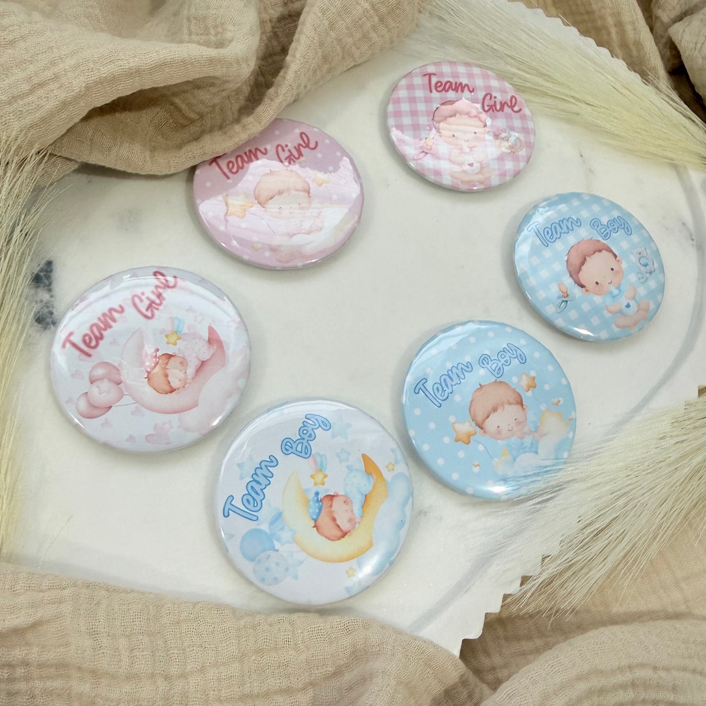 Gender Reveal Buttons,  Team Boy Team Girl Pins for Baby Shower Party Game & Favors, Gender Reveal party Favors.
