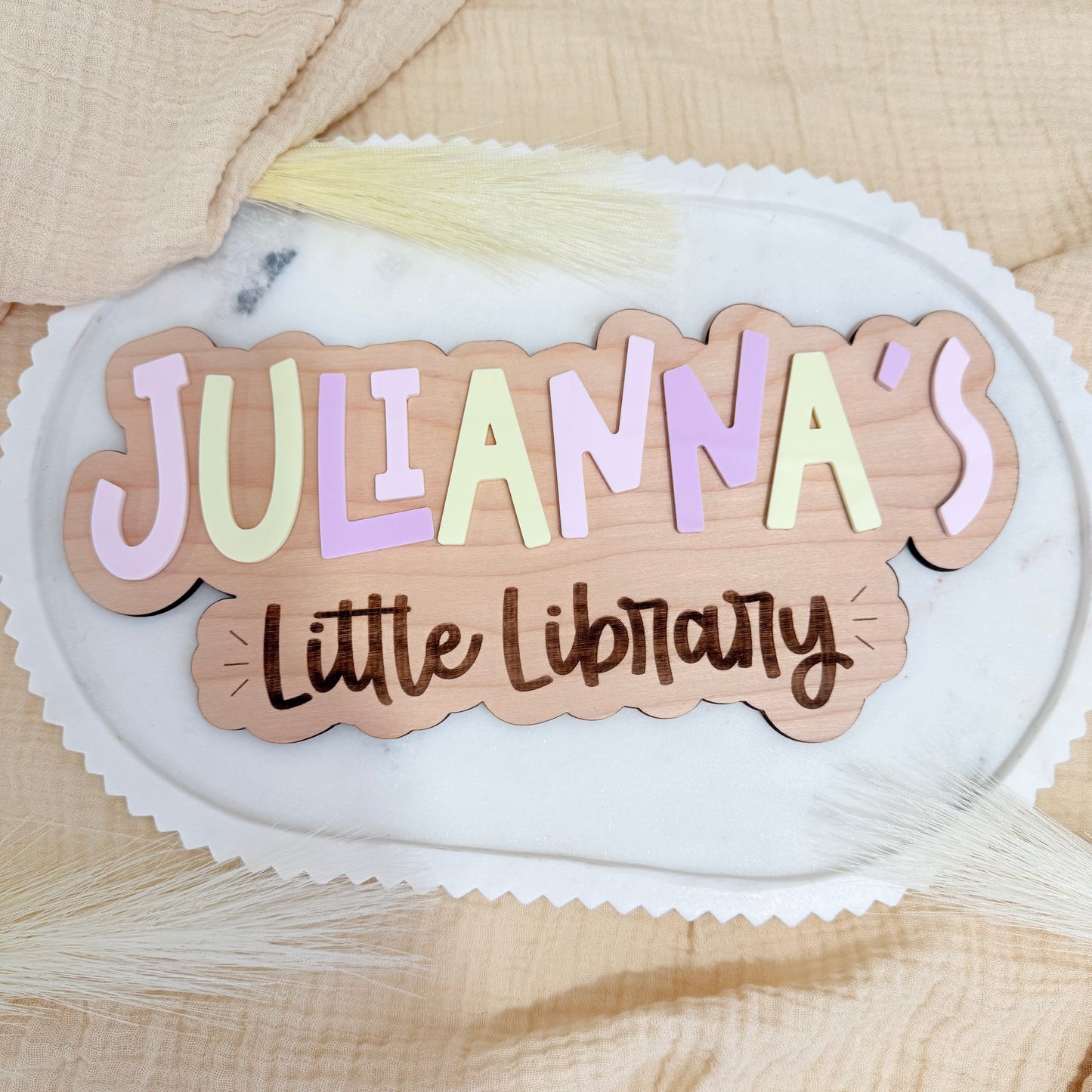 Kids Reading Nook Name Sign | Personalized Library Sign for Kids Room | Bookshelf Decor