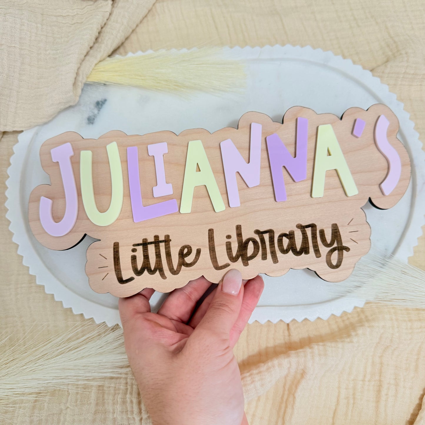 Kids Reading Nook Name Sign | Personalized Library Sign for Kids Room | Bookshelf Decor