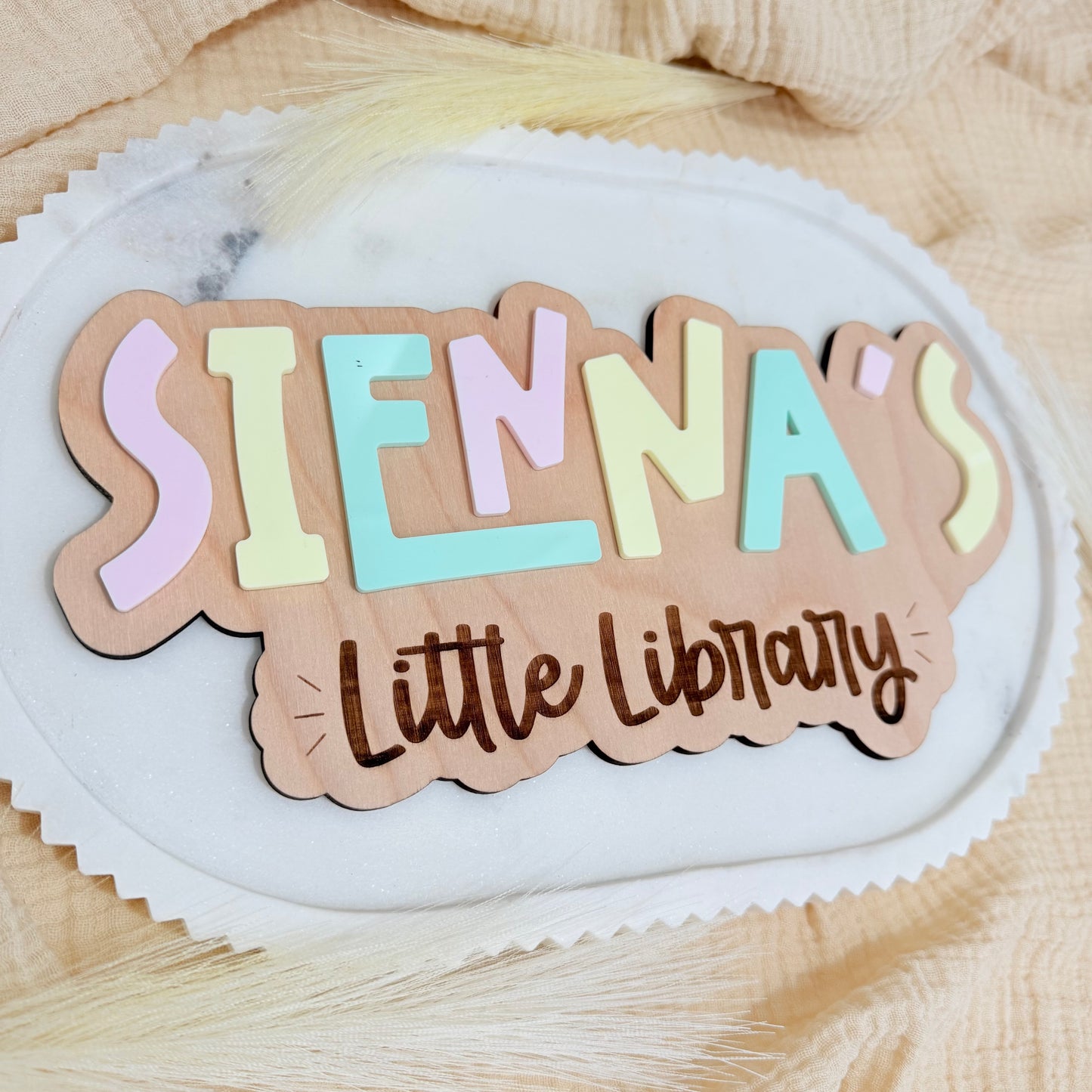 Kids Reading Nook Name Sign | Personalized Library Sign for Kids Room | Bookshelf Decor