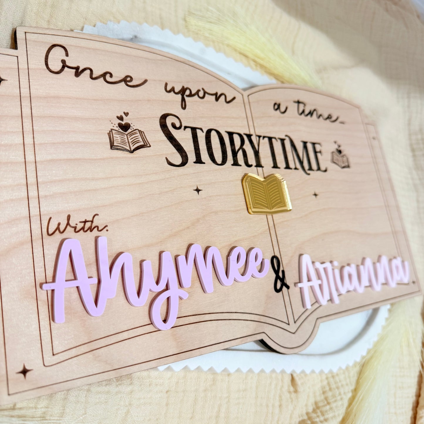 Personalized Storytime Wooden Sign for Kids | Custom Name Nursery Decor | Reading Corner Sign | Kids Room Wall Decor | Homeschool Decor