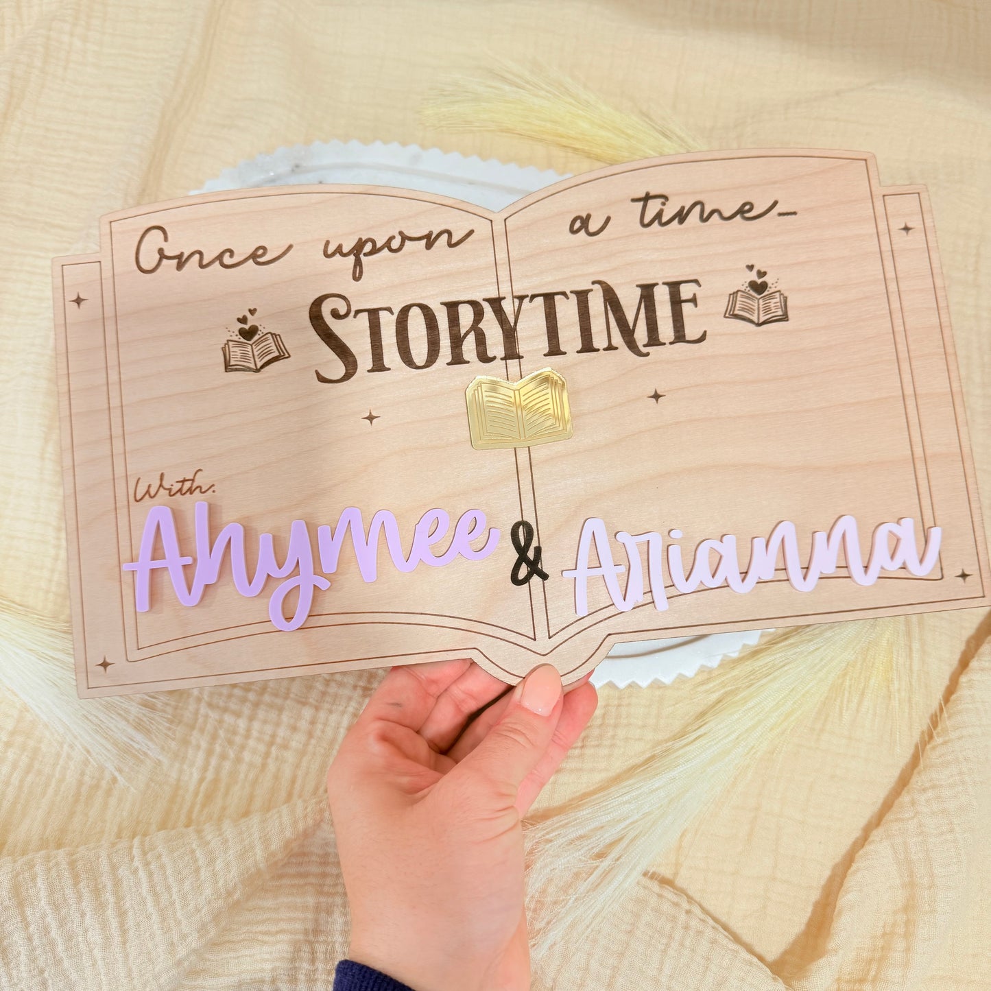Personalized Storytime Wooden Sign for Kids | Custom Name Nursery Decor | Reading Corner Sign | Kids Room Wall Decor | Homeschool Decor