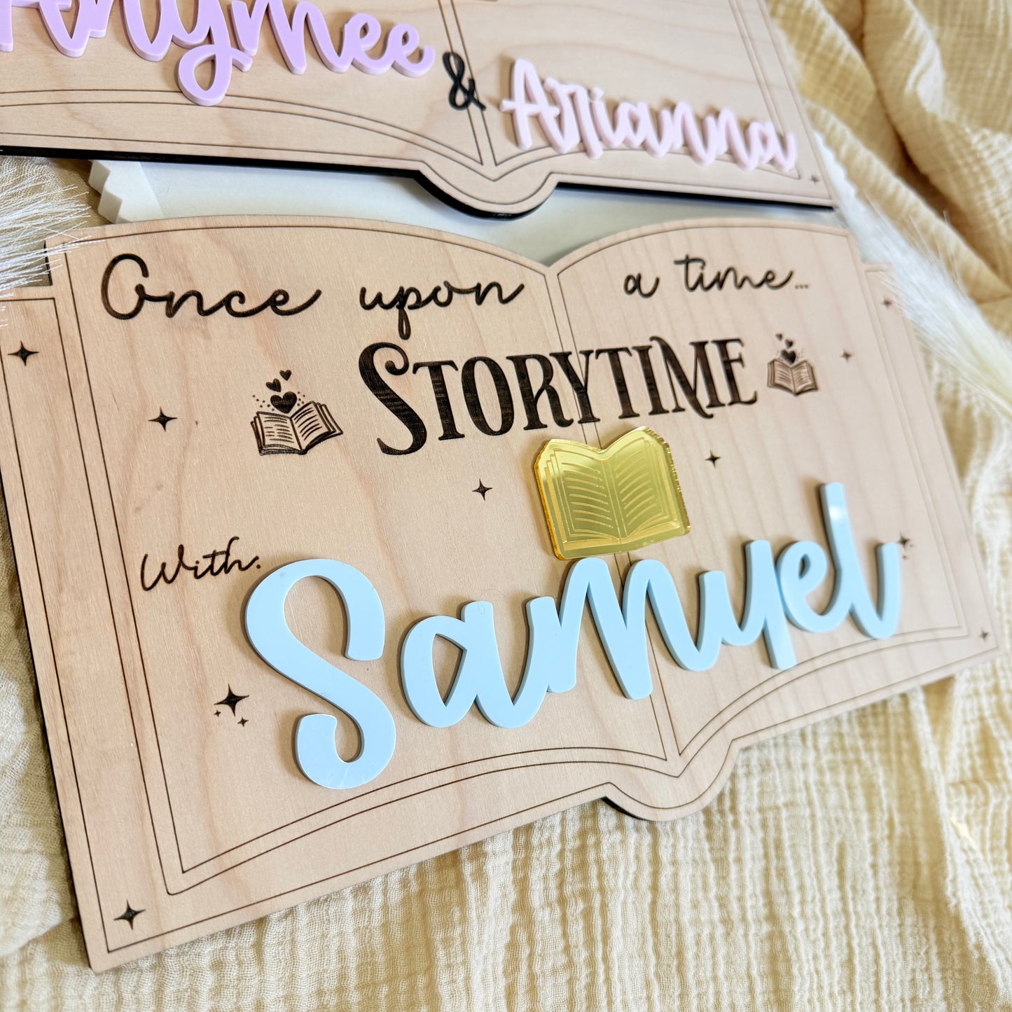 Personalized Storytime Wooden Sign for Kids | Custom Name Nursery Decor | Reading Corner Sign | Kids Room Wall Decor | Homeschool Decor