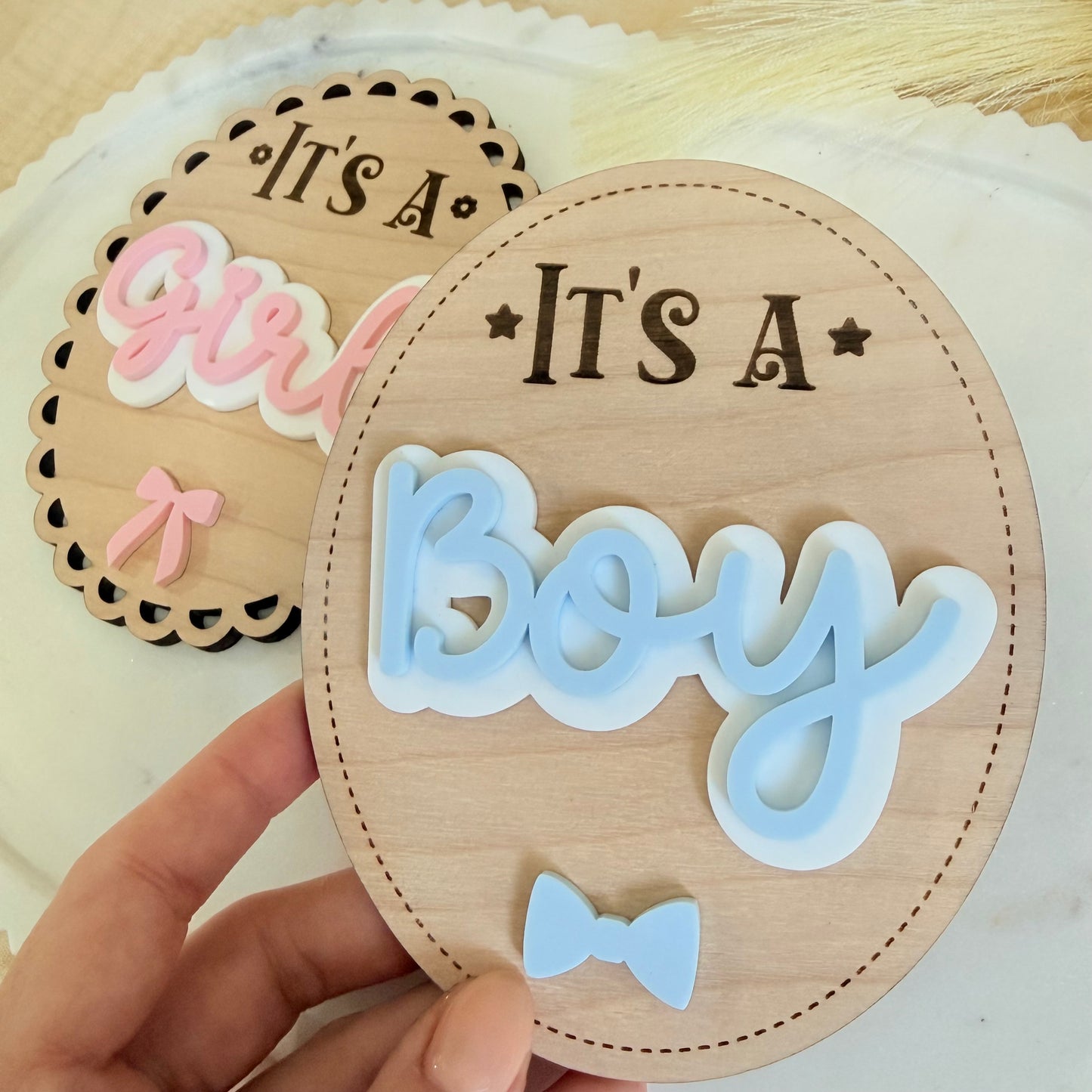 It’s a Boy / It’s a Girl Wooden Baby Announcement Sign | Newborn Photo Prop | Hospital Birth Announcement | Baby Keepsake