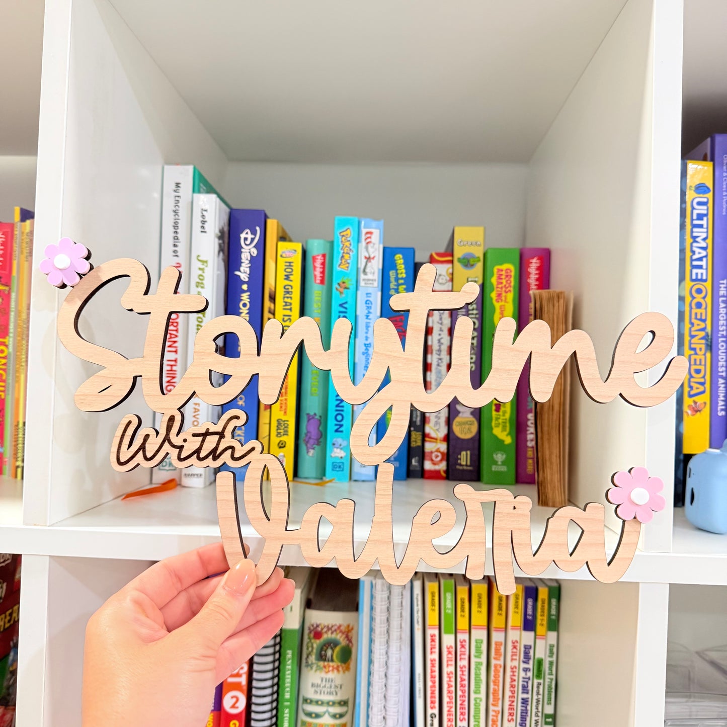 Personalized Storytime Name Sign | Kids Reading Nook Decor | Custom Kids Wall Sign | Nursery & Playroom Decor | Homeschool Room Sign