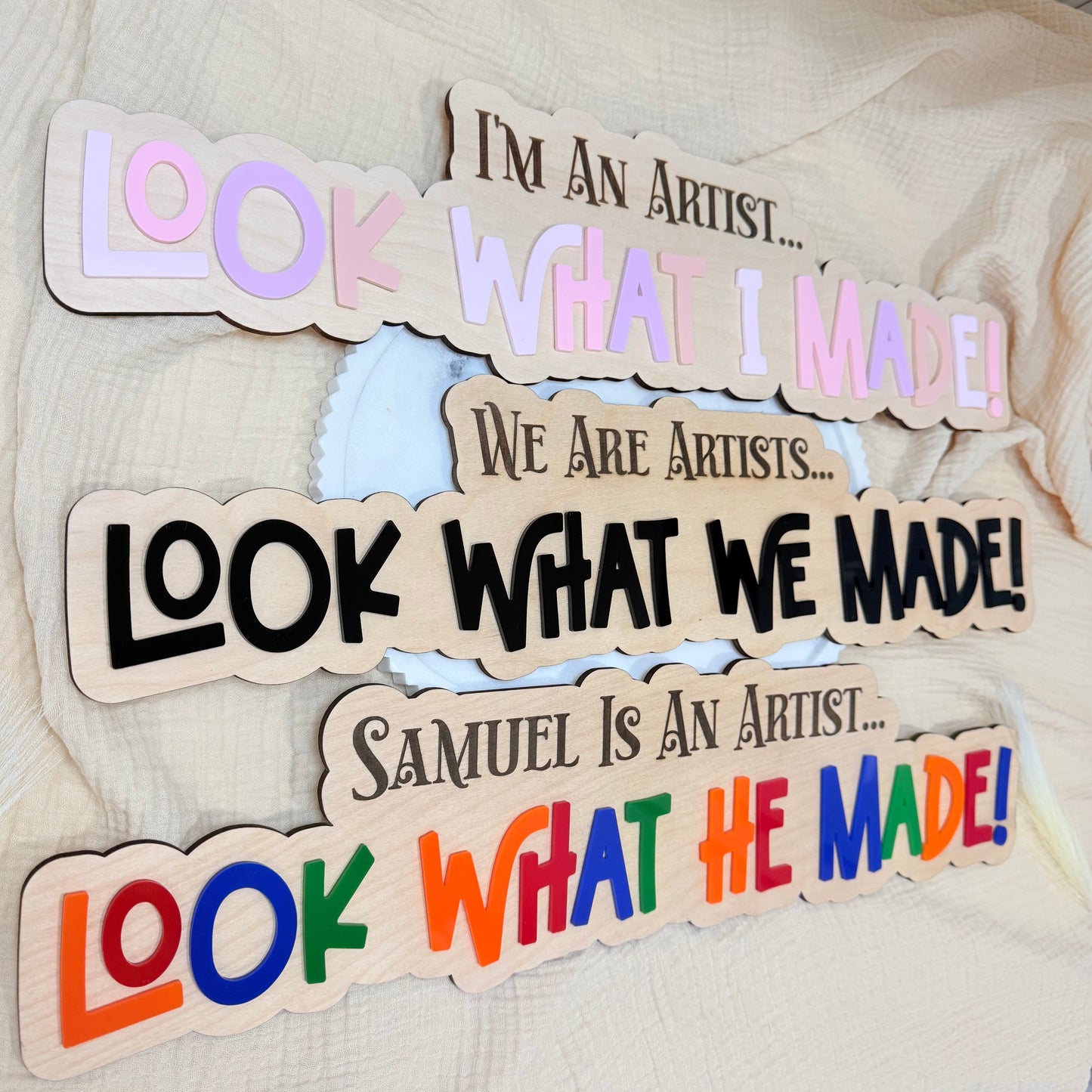 Personalized Kids Art Display Sign | Look What I Made Sign | Classroom & Homeschool Wall Decor | Kids Artwork Display
