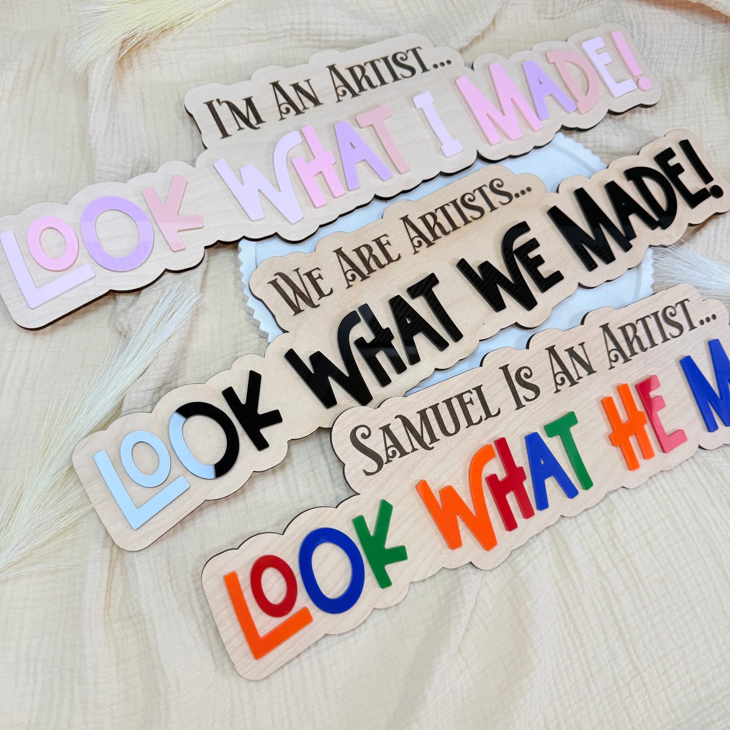 Personalized Kids Art Display Sign | Look What I Made Sign | Classroom & Homeschool Wall Decor | Kids Artwork Display