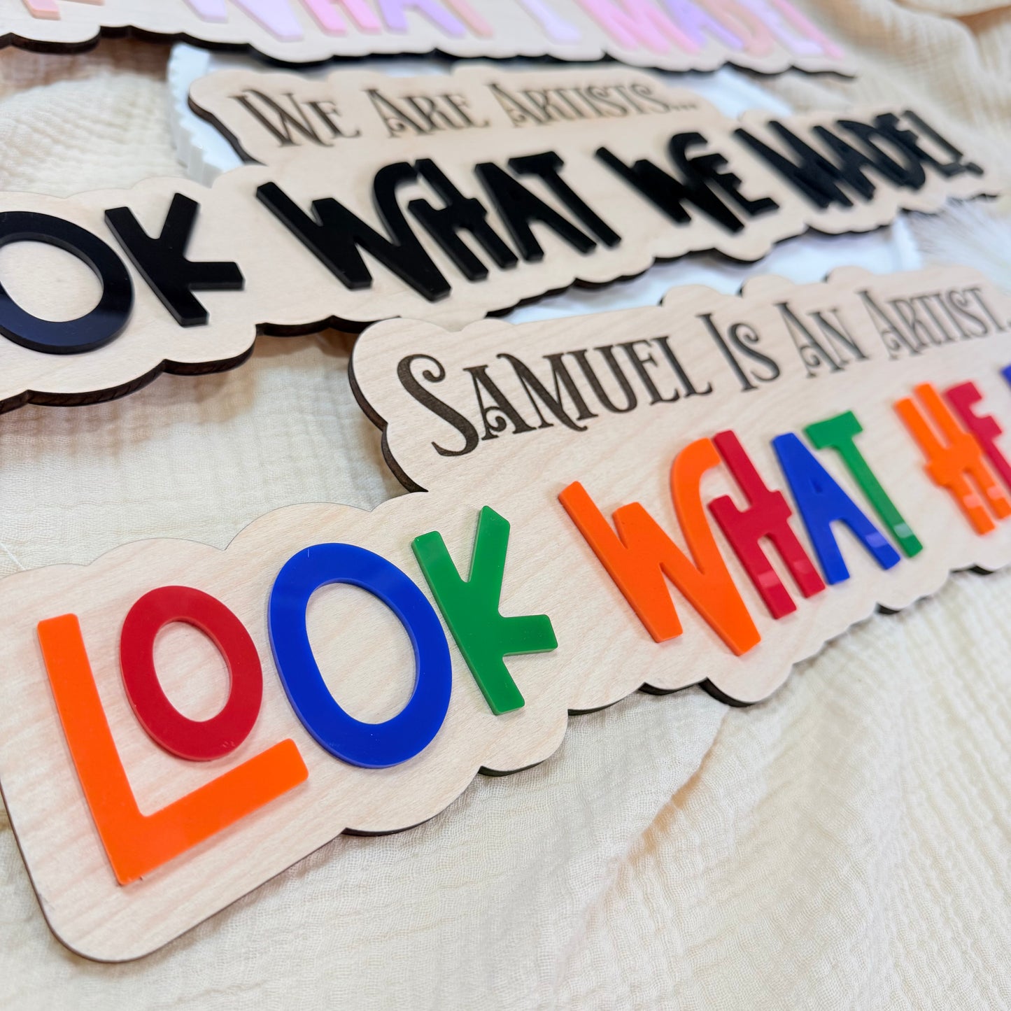 Personalized Kids Art Display Sign | Look What I Made Sign | Classroom & Homeschool Wall Decor | Kids Artwork Display