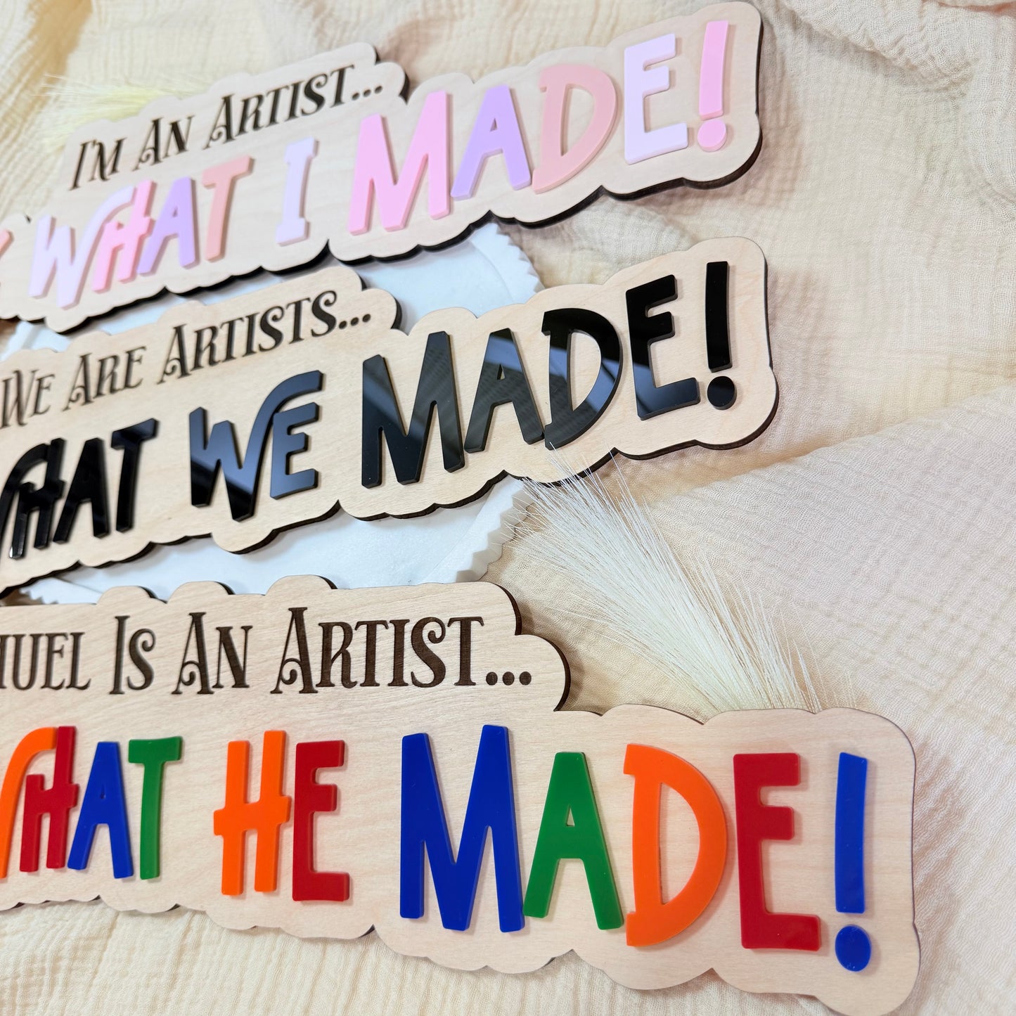 Personalized Kids Art Display Sign | Look What I Made Sign | Classroom & Homeschool Wall Decor | Kids Artwork Display