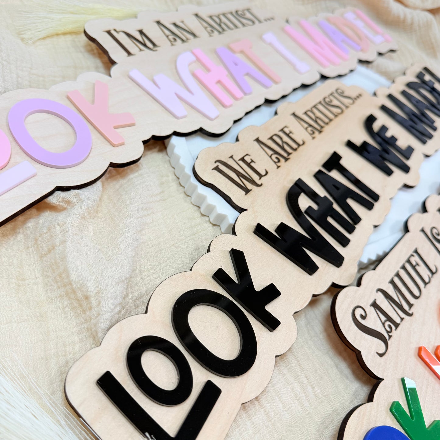 Personalized Kids Art Display Sign | Look What I Made Sign | Classroom & Homeschool Wall Decor | Kids Artwork Display