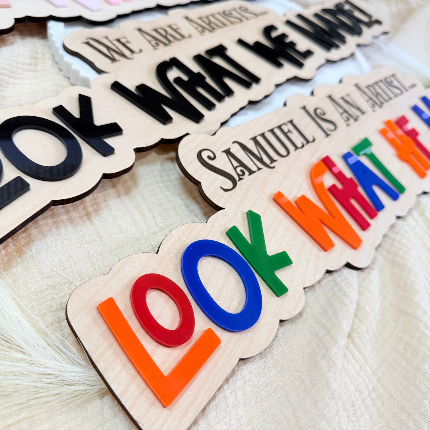 Personalized Kids Art Display Sign | Look What I Made Sign | Classroom & Homeschool Wall Decor | Kids Artwork Display